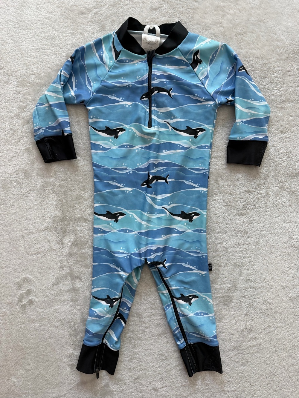 Honeysuckle Swim Co Orca Whale Rash Guard Swimsuit 18-24M